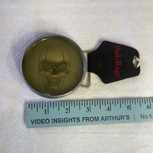 Skull Belt Buckle Body Rage Tag Pirate Metal Hip Hop Men Women Halloween 3”